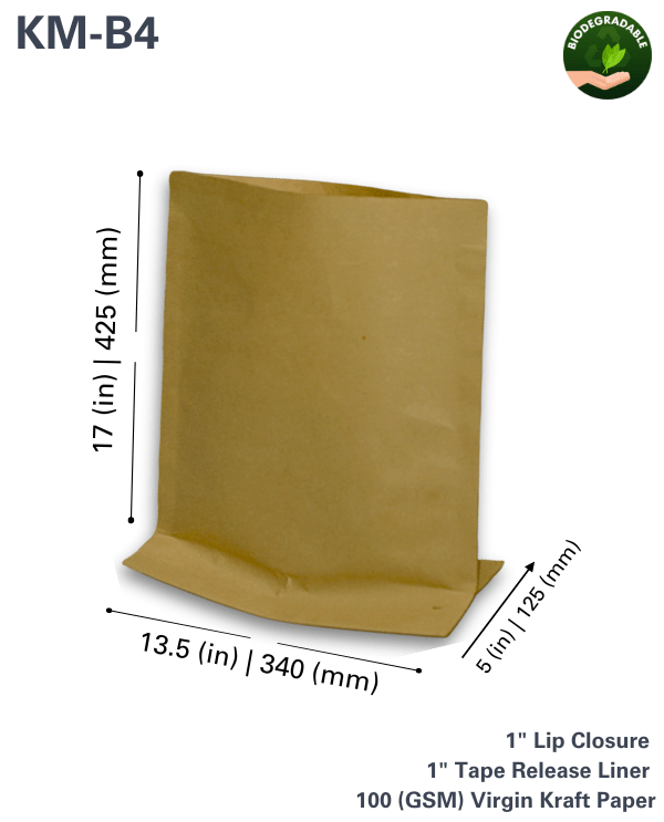 KM B4 purivana Kraft mailers Bottom Gusseted Paper Mailers Courier Bags packb biodegradable packaging