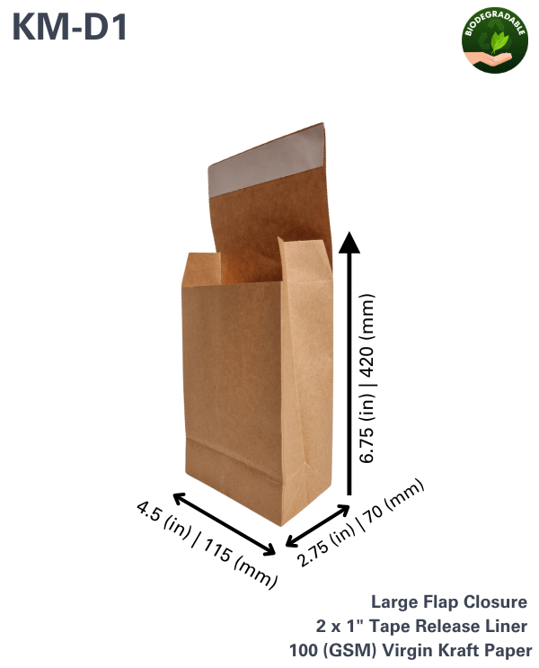 KM D1 purivana Kraft mailers Gusseted Paper Mailers Courier Bags packb biodegradable packaging 3